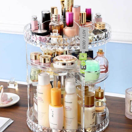 Transparent 360 Rotating Makeup Organizer | Cosmetics Makeup Storage Box | Beauty Organization