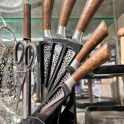 Bass Stainless Steel Knife Set with Revolving Stand 7PCs
